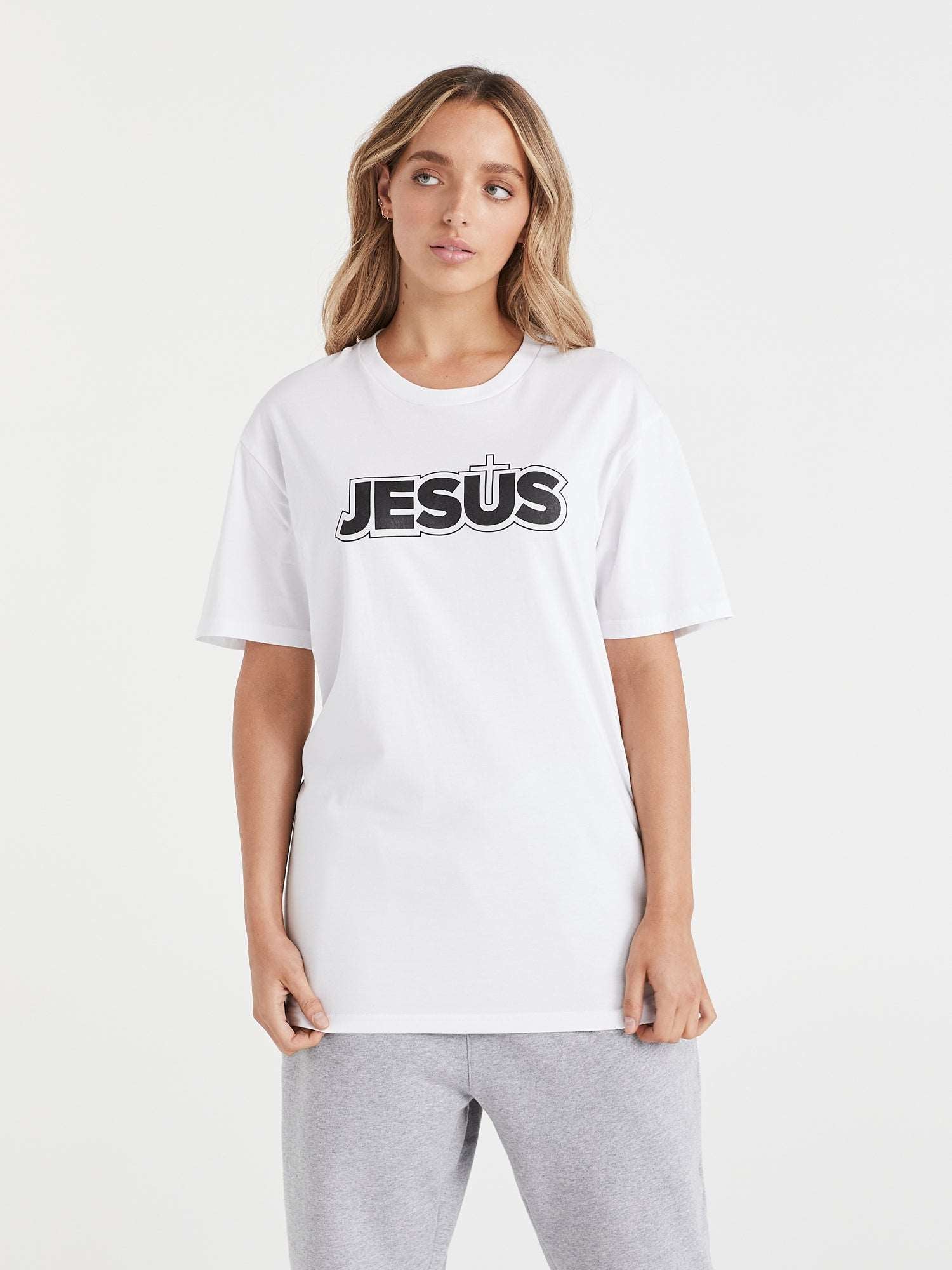 Jesus Cross - White Tee - One Clothing Co._Faith - Based Apparel_Christian Streetwear