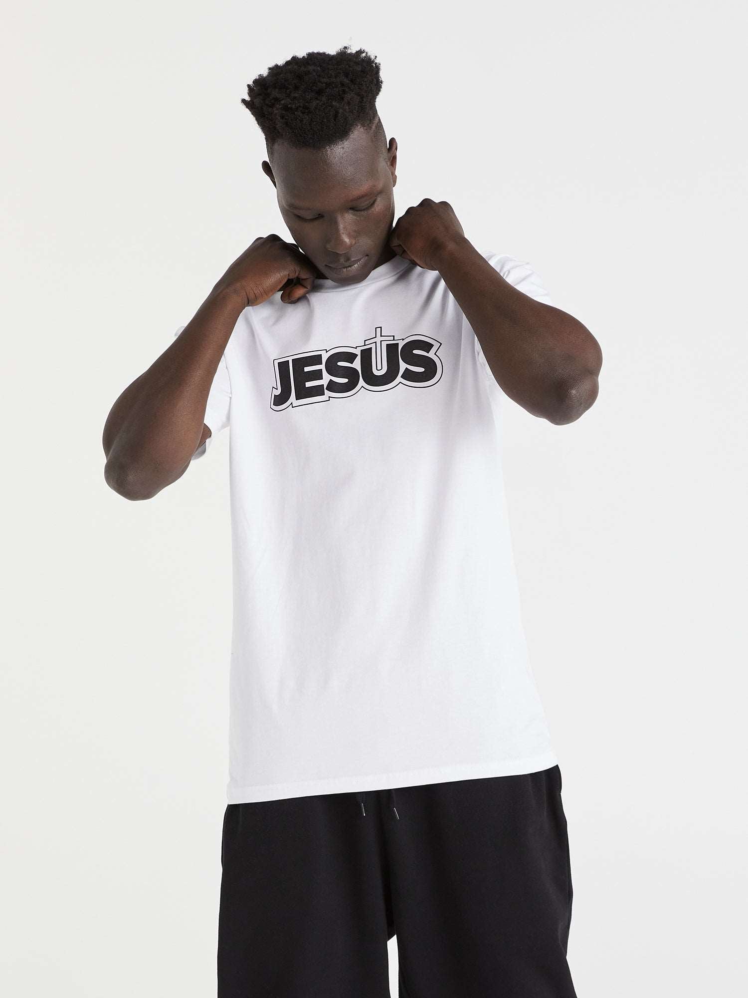 Jesus Cross - White Tee - One Clothing Co._Faith - Based Apparel_Christian Streetwear