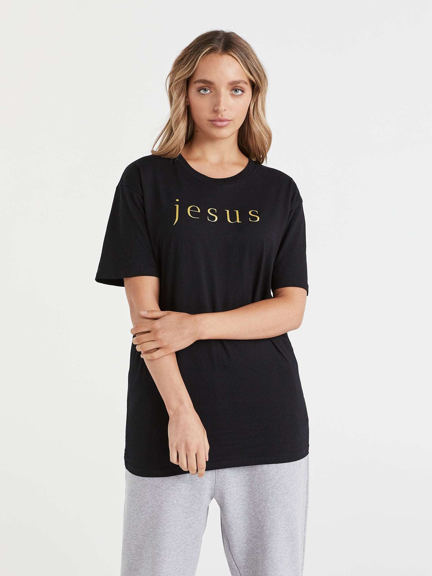 Jesus Gold - Black Tee - One Clothing Co._Faith - Based Apparel_Christian Streetwear