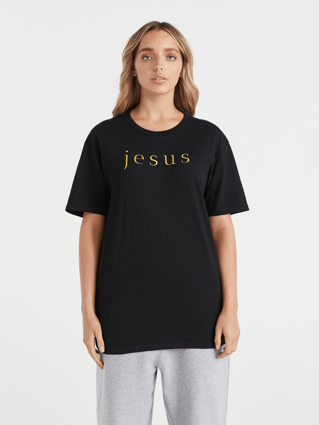 Jesus Gold - Black Tee - One Clothing Co._Faith - Based Apparel_Christian Streetwear